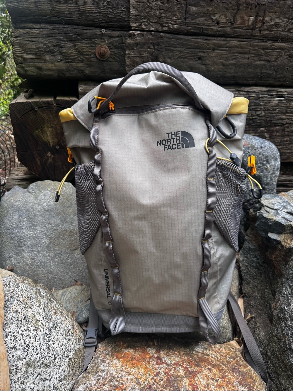 The North Face Olive Green and Black Roll-Top Backpack with Yellow Accents - Picture 4 of 12